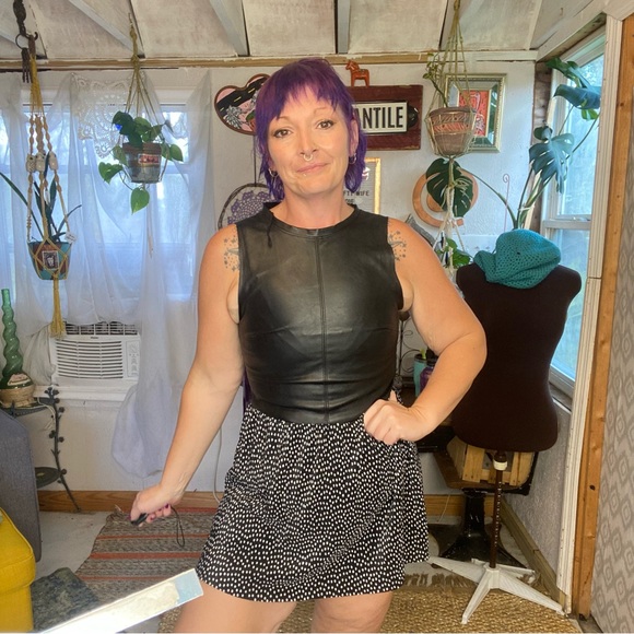 Zara Adorable Black & White Polkadot Dress Large silver Zipper detail Size Small - Picture 2 of 12